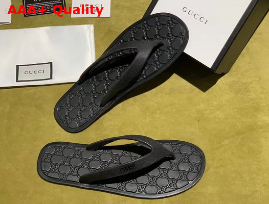 Gucci Rubber Thong Sandal in Black Replica