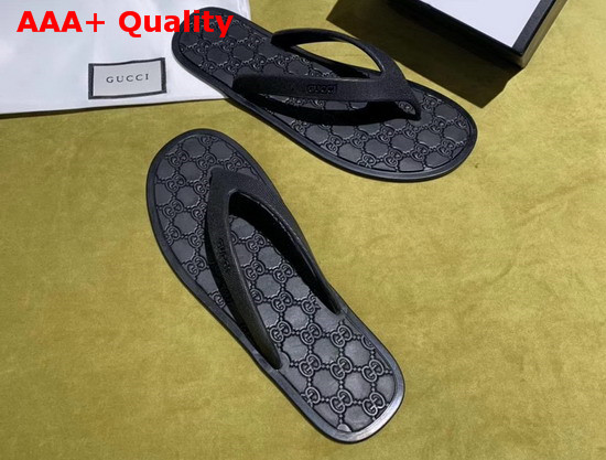 Gucci Rubber Thong Sandal in Black Replica