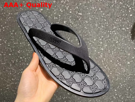 Gucci Rubber Thong Sandal in Black Replica