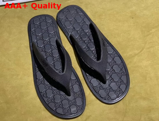 Gucci Rubber Thong Sandal in Black Replica