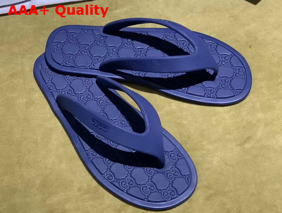 Gucci Rubber Thong Sandal in Blue Replica