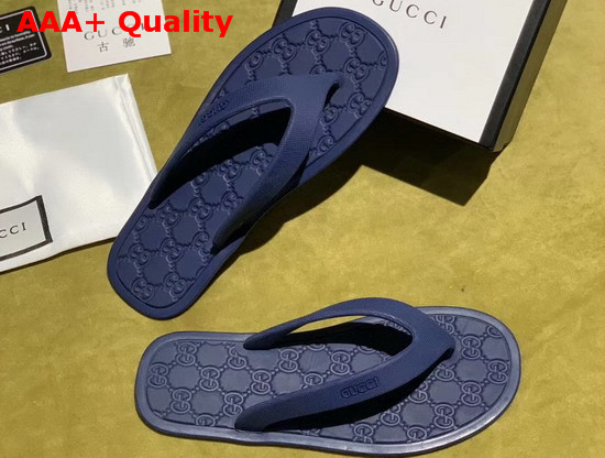 Gucci Rubber Thong Sandal in Blue Replica