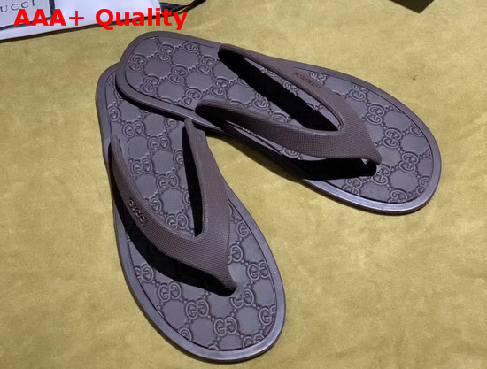 Gucci Rubber Thong Sandal in Brown Replica