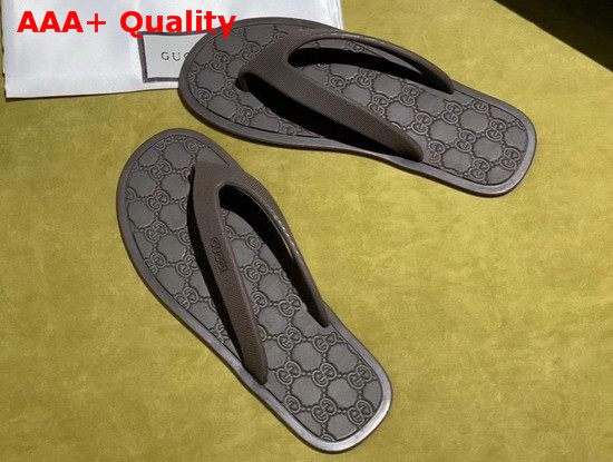 Gucci Rubber Thong Sandal in Brown Replica