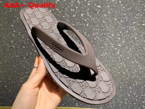 Gucci Rubber Thong Sandal in Brown Replica