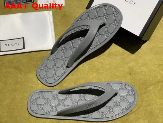 Gucci Rubber Thong Sandal in Grey Replica