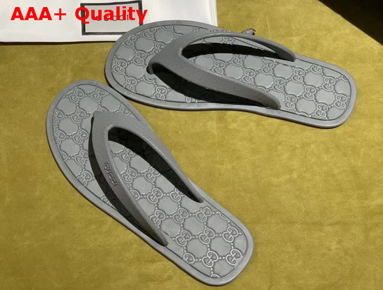 Gucci Rubber Thong Sandal in Grey Replica