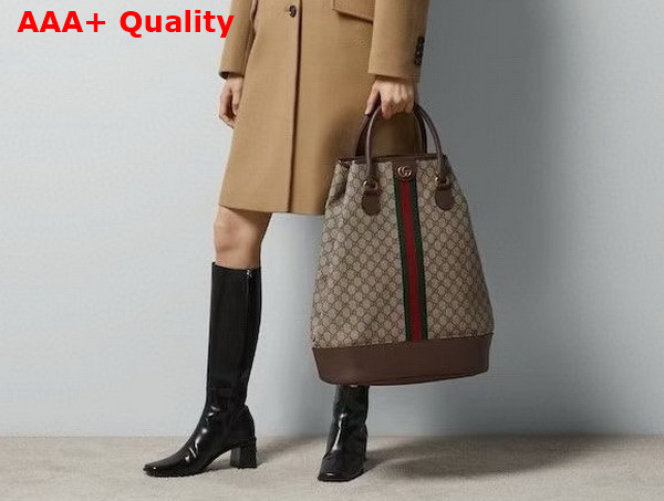 Gucci Savoy Duffle Bag in Beige and Ebony GG Supreme Canvas 760227 Replica