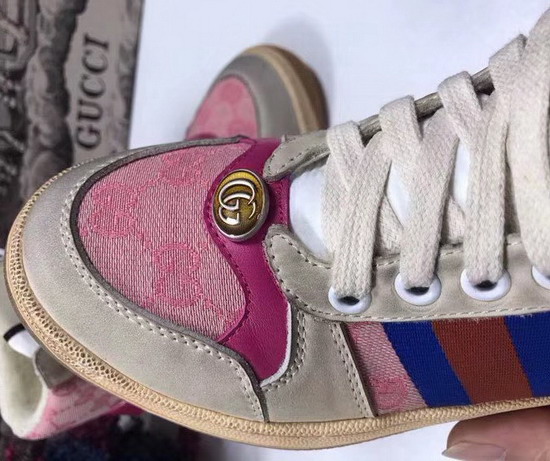 Gucci Screener GG High Top Sneaker Pink Original GG Canvas and Off White Leather