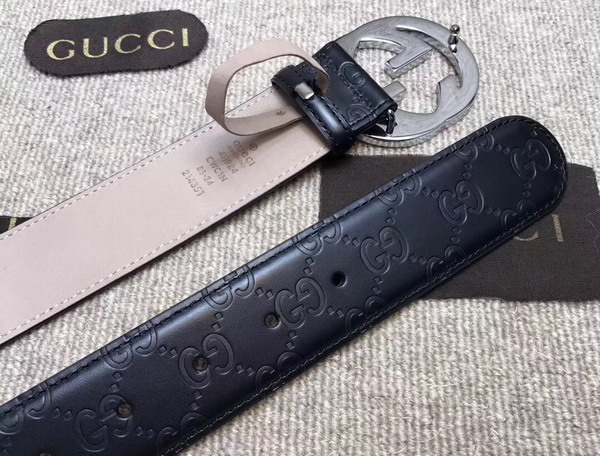 Gucci Signature Belt with G Buckle Black Leather 411924