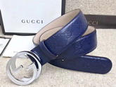 Gucci Signature Belt with G Buckle Blue Leather 411924