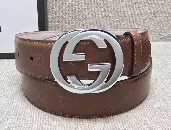 Gucci Signature Belt with G Buckle Brown Leather 411924