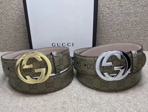 Gucci Signature Belt with G Buckle Geen Leather 411924