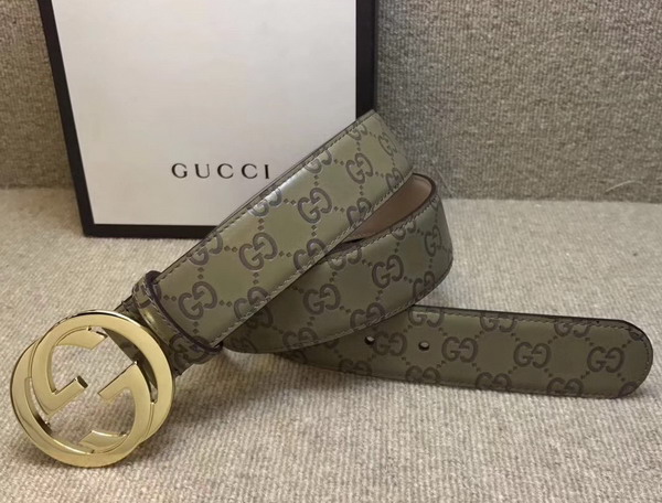 Gucci Signature Belt with G Buckle Geen Leather 411924