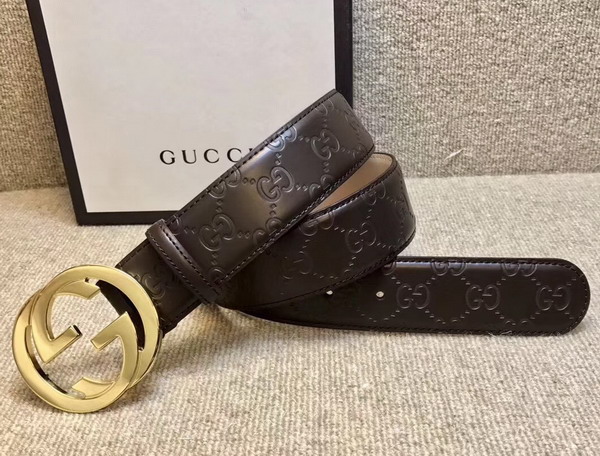 Gucci Signature Belt with G Buckle Grey Leather 411924