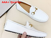 Gucci Signature Driver Shoes with Horsebit White Leather Replica