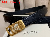 Gucci Signature Leather Belt in Black with Framed Double G Buckle Replica