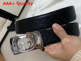 Gucci Signature Leather Belt in Black with Framed GG Marmont Buckle Replica