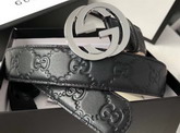 Gucci Signature Leather Belt in Black with Interlocking G Buckle