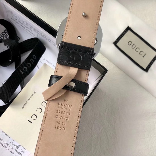 Gucci Signature Leather Belt in Black with Interlocking G Buckle