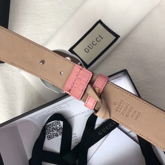 Gucci Signature Leather Belt in Pink with Interlocking G Buckle