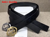 Gucci Signature Leather Belt with Square G Buckle Black Replica