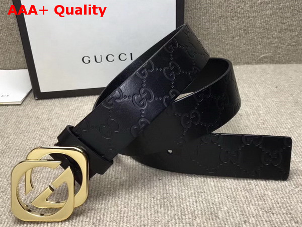 Gucci Signature Leather Belt with Square G Buckle Black Replica