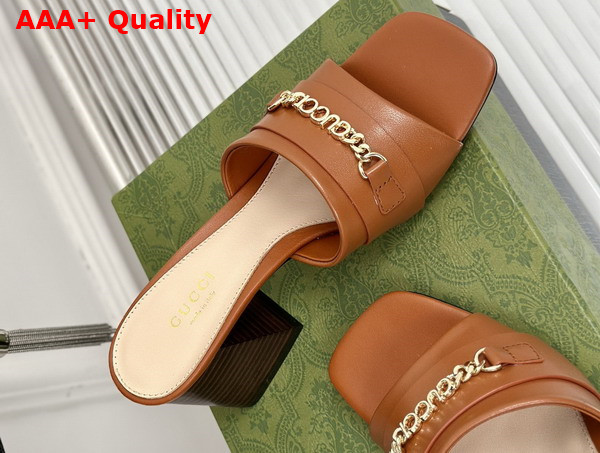 Gucci Signoria Slide Sandal in Brown Leather 786595 Replica