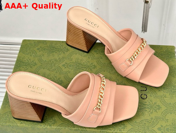 Gucci Signoria Slide Sandal in Light Pink Leather 786595 Replica