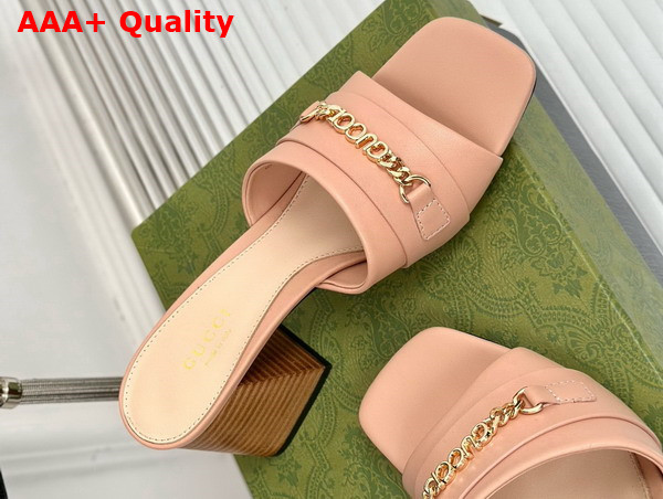 Gucci Signoria Slide Sandal in Light Pink Leather 786595 Replica