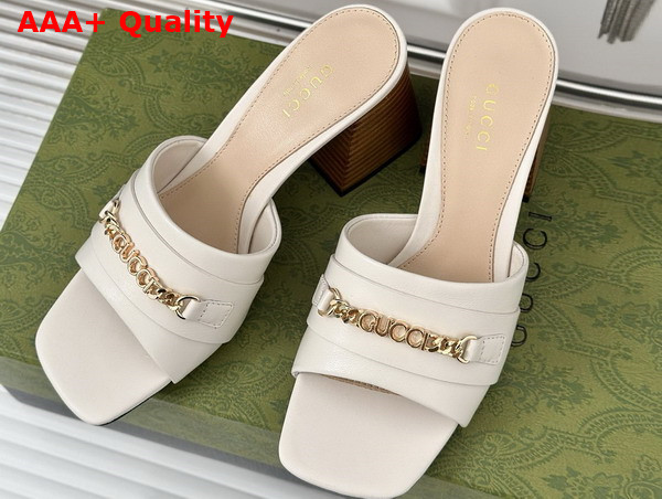 Gucci Signoria Slide Sandal in White Leather 786595 Replica