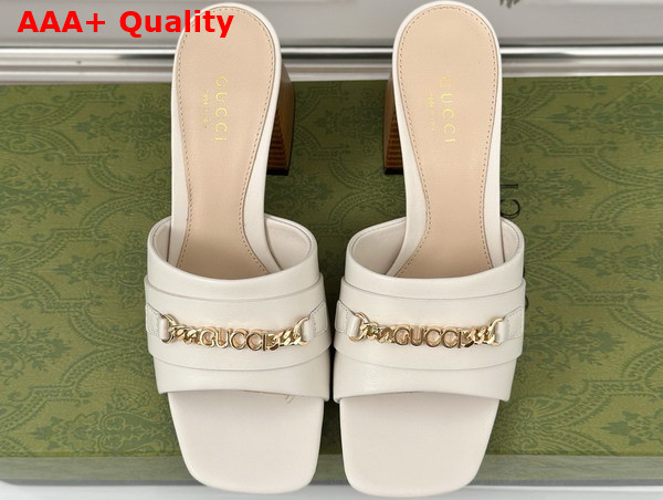 Gucci Signoria Slide Sandal in White Leather 786595 Replica