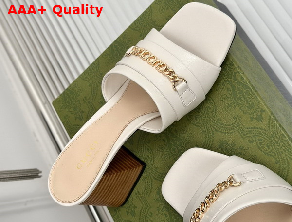 Gucci Signoria Slide Sandal in White Leather 786595 Replica