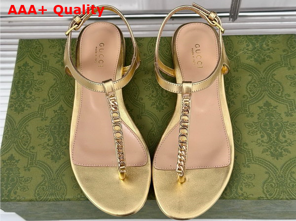 Gucci Signoria Thong Sandal Gold Leather 782415 Replica