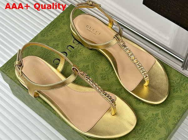 Gucci Signoria Thong Sandal Gold Leather 782415 Replica