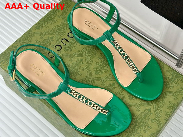 Gucci Signoria Thong Sandal Green Patent Leather 782415 Replica