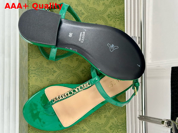 Gucci Signoria Thong Sandal Green Patent Leather 782415 Replica