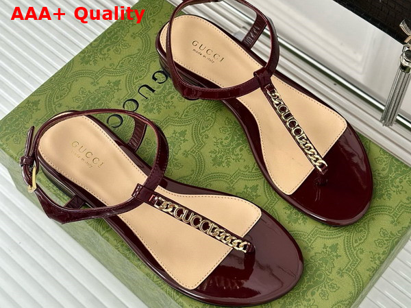 Gucci Signoria Thong Sandal Rosso Ancora Red Patent Leather 782415 Replica