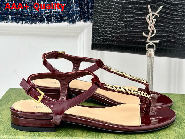 Gucci Signoria Thong Sandal Rosso Ancora Red Patent Leather 782415 Replica