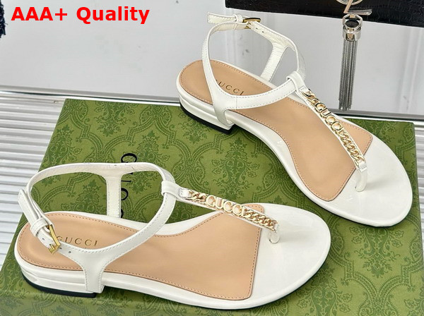 Gucci Signoria Thong Sandal White Patent Leather 782415 Replica