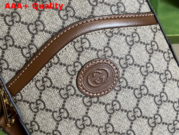 Gucci Sling Backpack with Interlocking G in Beige and Ebony GG Supreme Canvas 696016 Replica