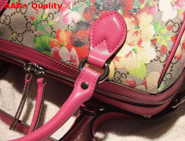 Gucci Small Boston Bag Blooms Print GG Supreme Replica