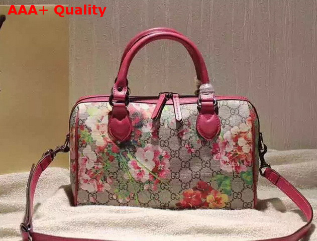 Gucci Small Boston Bag Blooms Print GG Supreme Replica