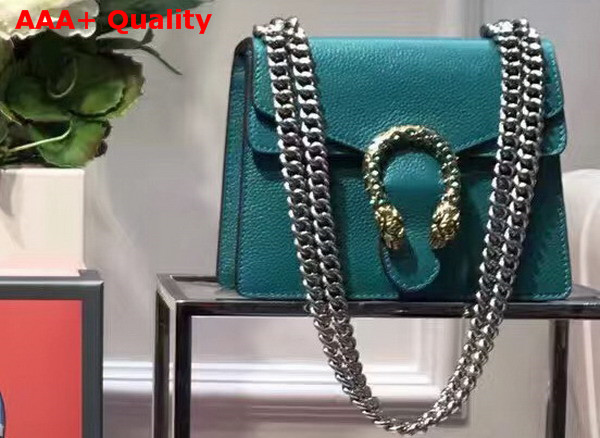 Gucci Small Dionysus Leather Shoulder Bag with Crystal Dionysus Buckle Turquoise Replica