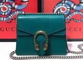 Gucci Small Dionysus Leather Shoulder Bag with Crystal Dionysus Buckle Turquoise Replica