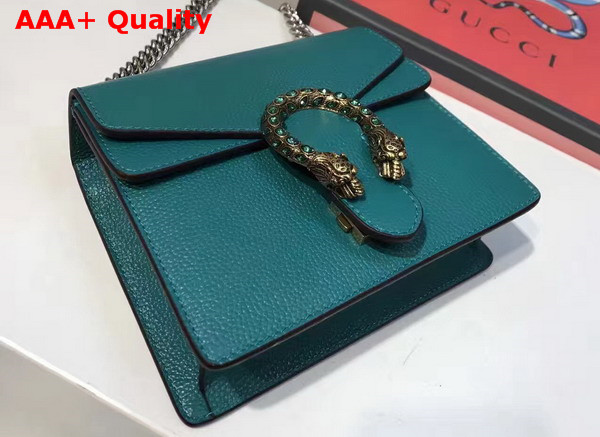 Gucci Small Dionysus Leather Shoulder Bag with Crystal Dionysus Buckle Turquoise Replica