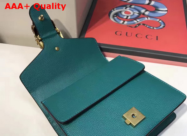 Gucci Small Dionysus Leather Shoulder Bag with Crystal Dionysus Buckle Turquoise Replica