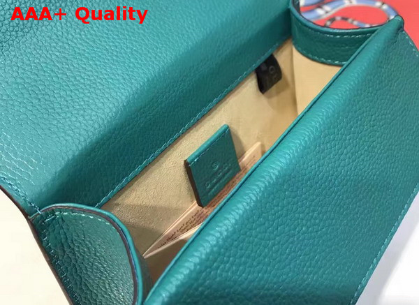 Gucci Small Dionysus Leather Shoulder Bag with Crystal Dionysus Buckle Turquoise Replica