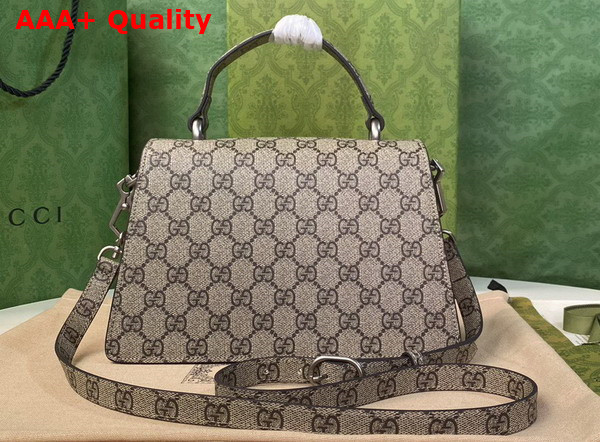 Gucci Small Dionysus Top Handle Bag in Beige and ebony GG Supreme Canvas 739496 Replica