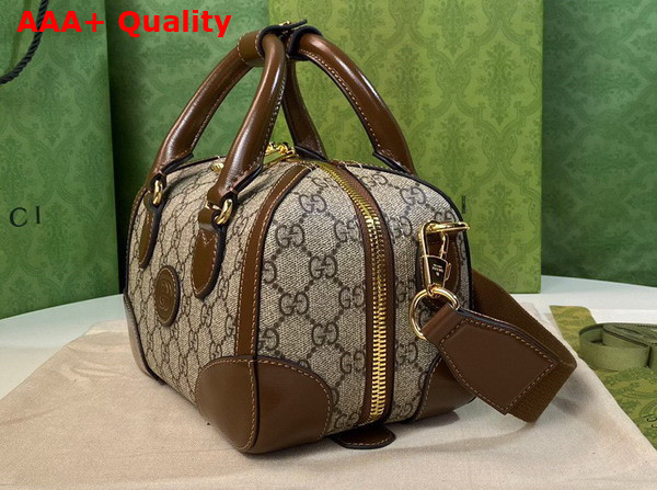 Gucci Small Duffle Bag with Interlocking G Beige and Ebony GG Supreme Canvas 723307 Replica